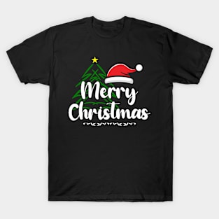 Merry Christmas Tree Santa Hat T-Shirt